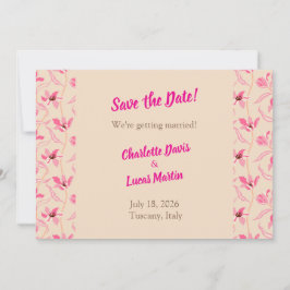 Tarjeta De Agradecimiento Beige & Blush Pink Floral Save the Date Card
