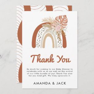 Tarjeta De Agradecimiento Beige Bohemian Favor Baby Shower