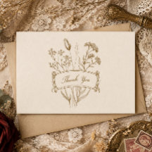Tarjeta de agradecimiento beige de elegancia botán