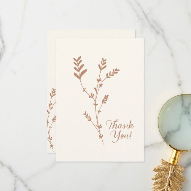 Tarjeta De Agradecimiento Beige de flor silvestre bohemio básico mínimo (Anverso/Reverso In Situ)
