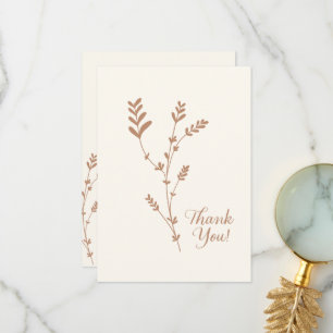 Tarjeta De Agradecimiento Beige de flor silvestre bohemio básico mínimo