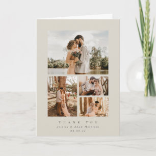 Tarjeta De Agradecimiento Beige Elegant Minimal 4 Boda de fotografía