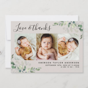Tarjeta De Agradecimiento Beige Eucalyptus 3 Estadísticas de natalidad para