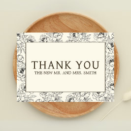 Tarjeta De Agradecimiento Beige Floral Boda