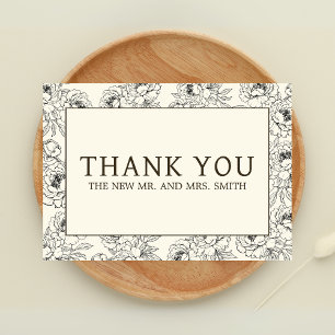 Tarjeta De Agradecimiento Beige Floral Boda