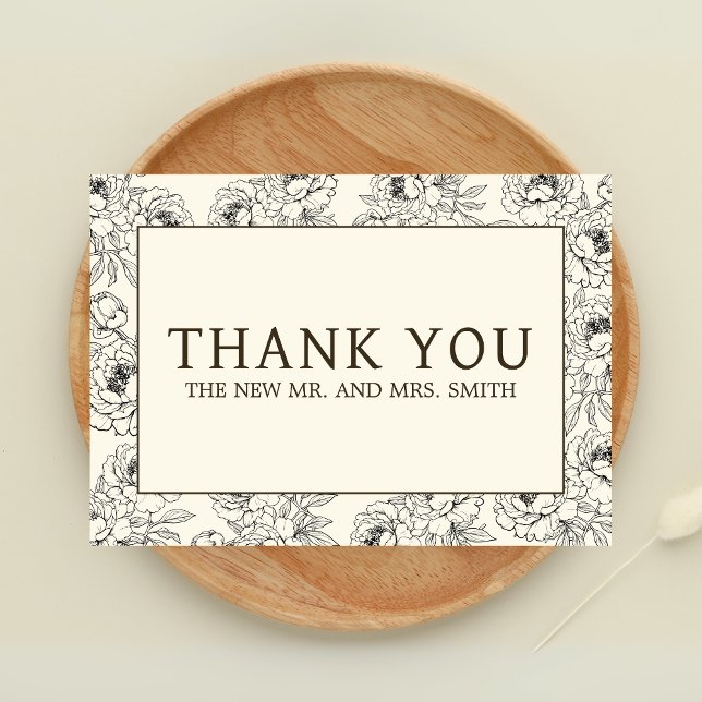Tarjeta De Agradecimiento Beige Floral Boda (Floral Beige Wedding Thank you Card)