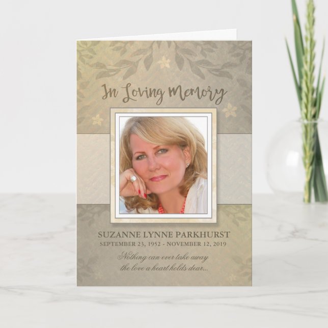 Tarjeta De Agradecimiento Beige Floral Custom Photo Sympathy Thank You Card (Anverso)