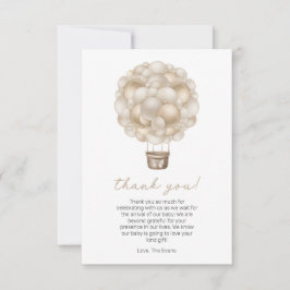 Tarjeta De Agradecimiento Beige Hot Air Balloon Boho Baby Shower
