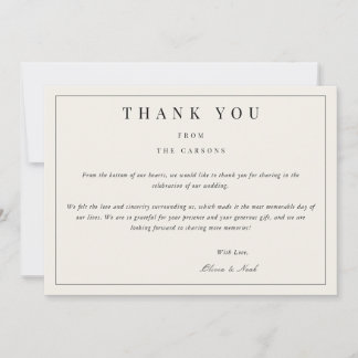 Tarjeta de agradecimiento beige moderno y elegante