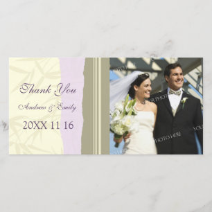 Tarjeta De Agradecimiento Beige Púrpura Gracias Cartas Fotográficas Bodas