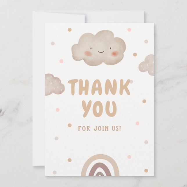 Tarjeta De Agradecimiento Beige Watercolor Baby Shower (Anverso)