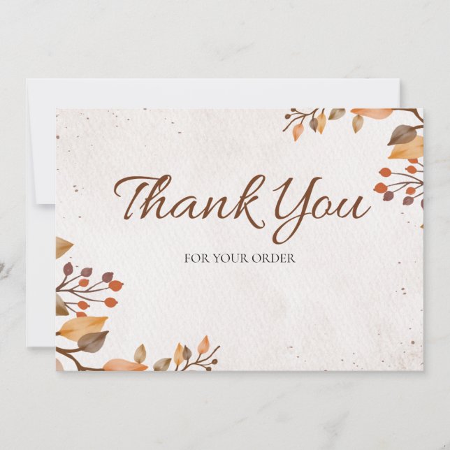 Tarjeta De Agradecimiento Beige y Brown Organic Business Service Gracias (Anverso)