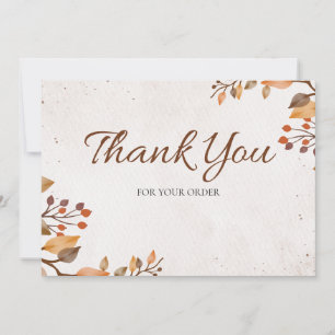 Tarjeta De Agradecimiento Beige y Brown Organic Business Service Gracias