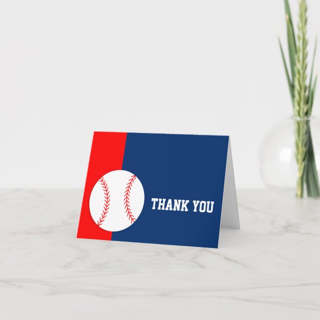 Tarjeta De Agradecimiento Béisbol azul rojo (Anverso)