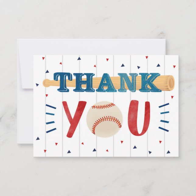 Tarjeta De Agradecimiento Béisbol Cumpleaños Gracias Cartas (Anverso)