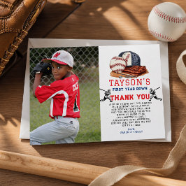 Tarjeta De Agradecimiento Béisbol del primer año de baja cumpleaños 1