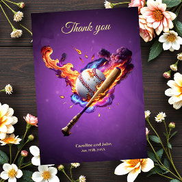 Tarjeta De Agradecimiento Béisbol en llamas.