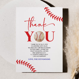 Tarjeta De Agradecimiento Béisbol Oh Boy Blue Red White Baby Shower