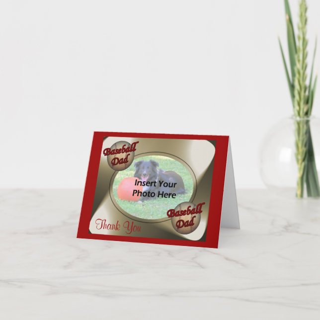 Tarjeta De Agradecimiento Béisbol: Papá Gracias, Foto (Anverso)