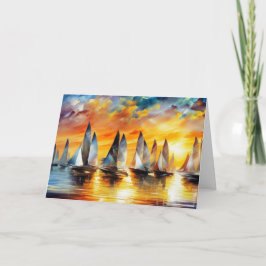 Tarjeta De Agradecimiento Bella Abstract carrera de barco playa de oro azul 