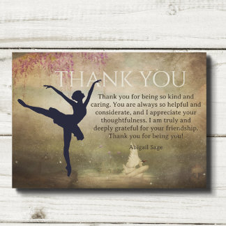 Tarjeta De Agradecimiento Bella Ballerina Swan Lake Dance Vintage
