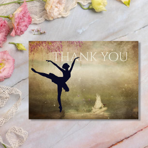 Tarjeta De Agradecimiento Bella Ballerina Swan Lake Dance Vintage