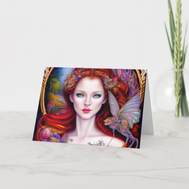 Tarjeta De Agradecimiento Bella historia de hadas rojas (Anverso)