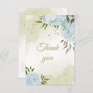 Tarjeta De Agradecimiento bellas flores azules verde botánico