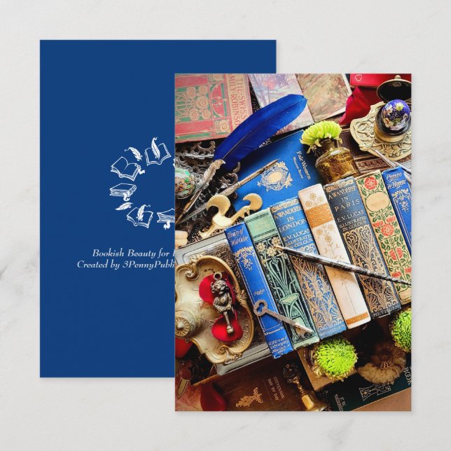 Tarjeta De Agradecimiento Belleza biblioteca para bibliófilos (Anverso / Reverso)