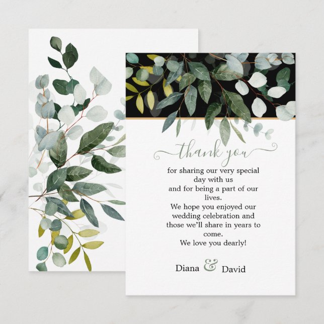 Tarjeta De Agradecimiento BELLEZA DE PRIMAVERA Boda DE VERDURAS BOTÁNICAS (Anverso / Reverso)