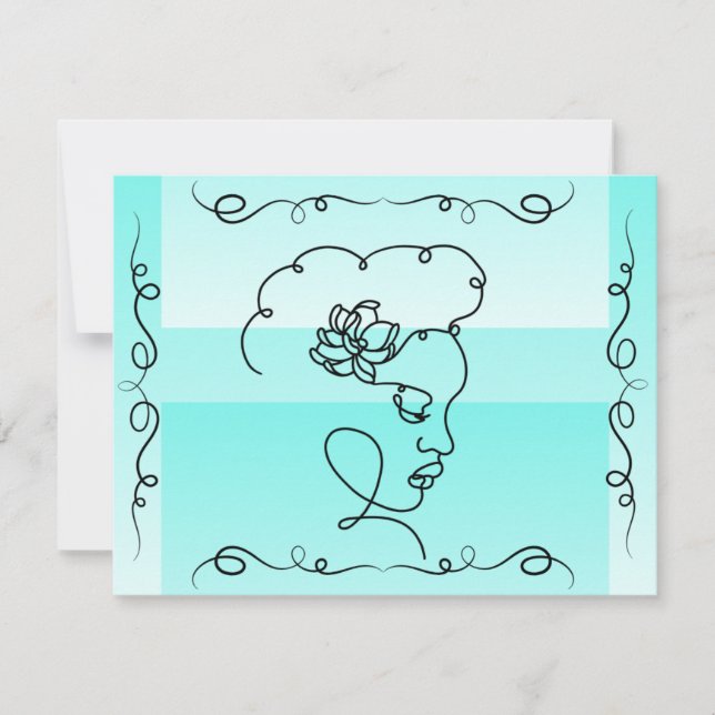 Tarjeta De Agradecimiento Belleza flotante:Tarjeta Aqua Line Art Blank (Anverso)