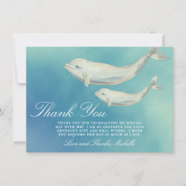 Tarjeta De Agradecimiento Beluga Whale Mom y Calf Baby Shower
