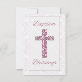 Tarjeta De Agradecimiento Bendiciones de Bautizo para Niña Cruces de Damasco