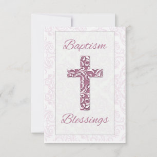 Tarjeta De Agradecimiento Bendiciones de Bautizo para Niña Cruces de Damasco