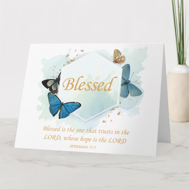 Tarjeta De Agradecimiento Bendita - La fe cristiana de las mujeres mariposa  (Anverso)