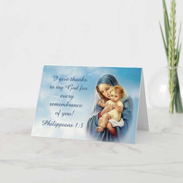 Tarjeta De Agradecimiento Bendita madre sosteniendo al niño Jesús (Anverso)
