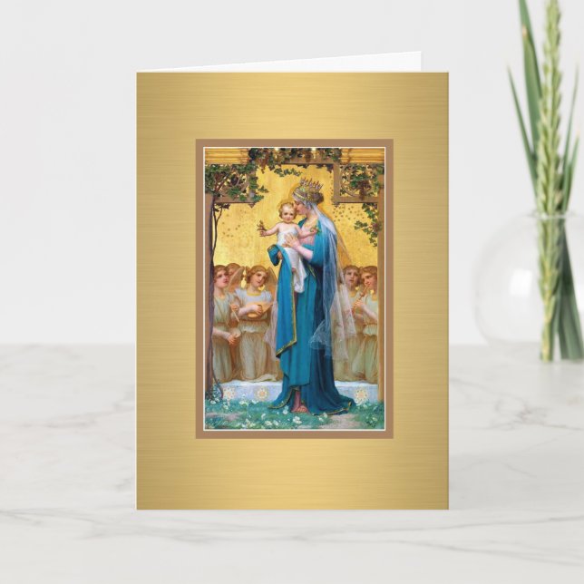 Tarjeta De Agradecimiento Bendita Virgen María Jesús Católico Religioso (Anverso)
