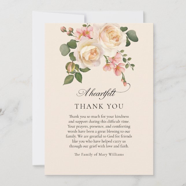 Tarjeta De Agradecimiento Bereavement Floral Christian Funeral Thank You (Anverso)