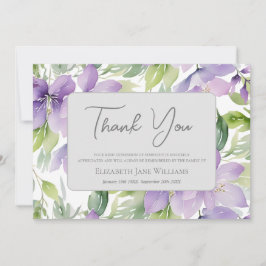 Tarjeta De Agradecimiento Bereavement funeral Purple Floral