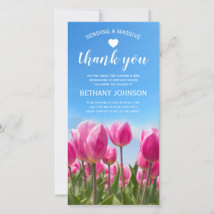 Tarjeta De Agradecimiento Bereavement Gracias   Funeral de Tulips Rosa