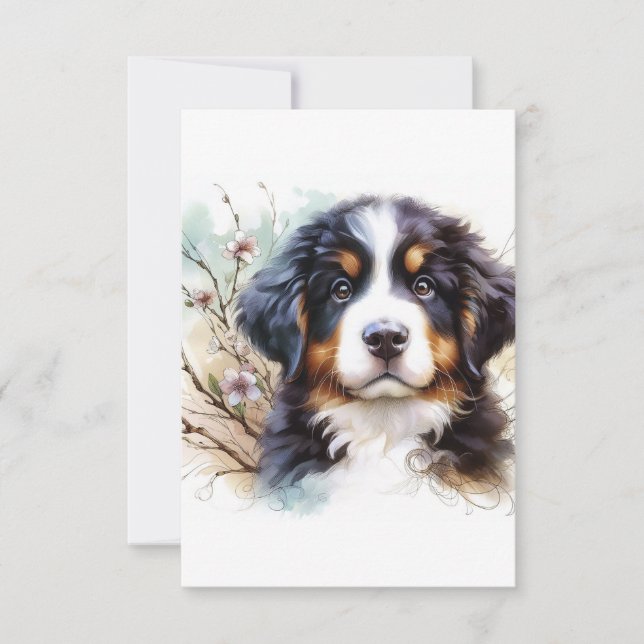 Tarjeta De Agradecimiento Bernese Mountain Dog AI Puppy (Anverso)