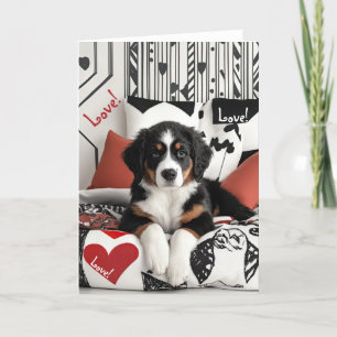Tarjeta De Agradecimiento Bernese Mountain Dog Puppy Valentcard