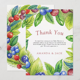 Tarjeta De Agradecimiento Berries Strawberry Berry Sweet Baby Shower