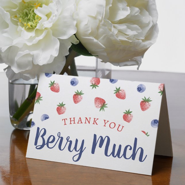 Tarjeta De Agradecimiento Berry 1 Fiesta de cumpleaños Strawberry Blueberry (Berry 1st Birthday Party Strawberry Blueberry Thank You Card
)