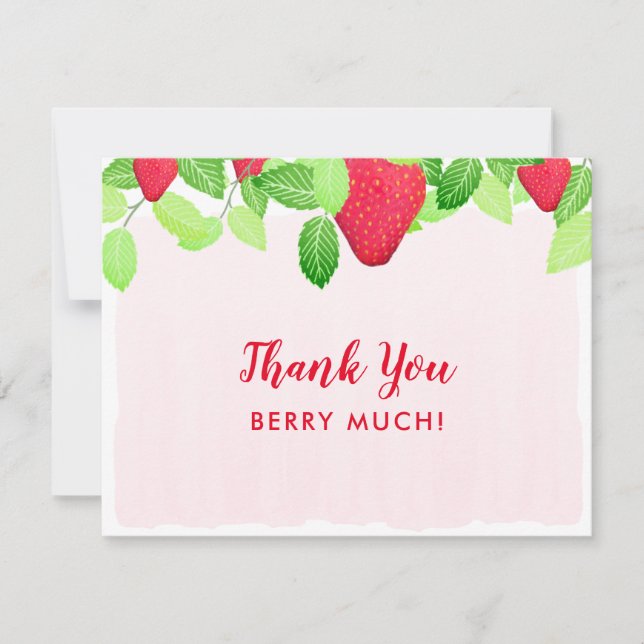 Tarjeta De Agradecimiento Berry Berry, Chica de cumpleaños de fresa roja (Anverso)
