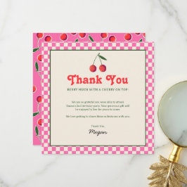 Tarjeta De Agradecimiento Berry Cherry Retro Hot Pink Cumpleaños