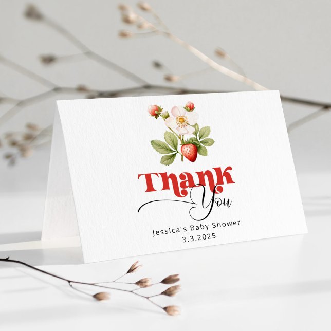 Tarjeta De Agradecimiento Berry dulce Strawberry baby ducha gracias (Subido por el creador)