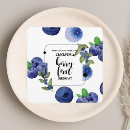 Tarjeta De Agradecimiento Berry First | 1 cumpleaños | Blueberry moderno