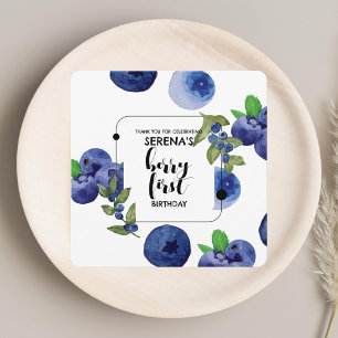 Tarjeta De Agradecimiento Berry First   1 cumpleaños   Blueberry moderno