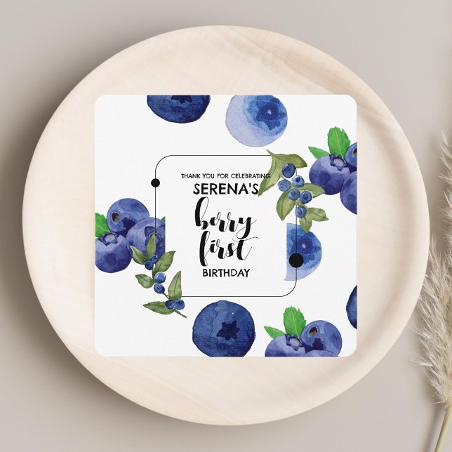 Tarjeta De Agradecimiento Berry First | 1 cumpleaños | Blueberry moderno (Subido por el creador)
